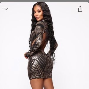 XS Black and Gold Sequin mini dress